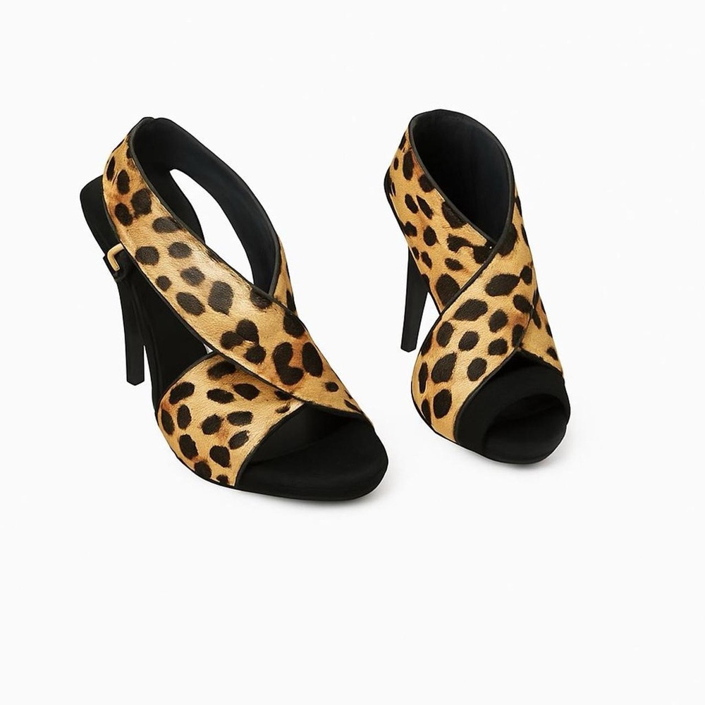 “Kenya” DVF Peep-Toe Pony Hair Heel